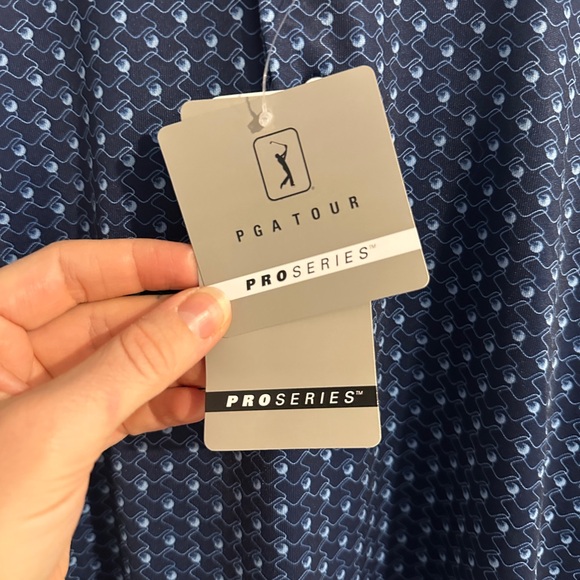 NWT | PGA Tour Navy Patterned Men's Polo Shirt - Picture 2 of 8